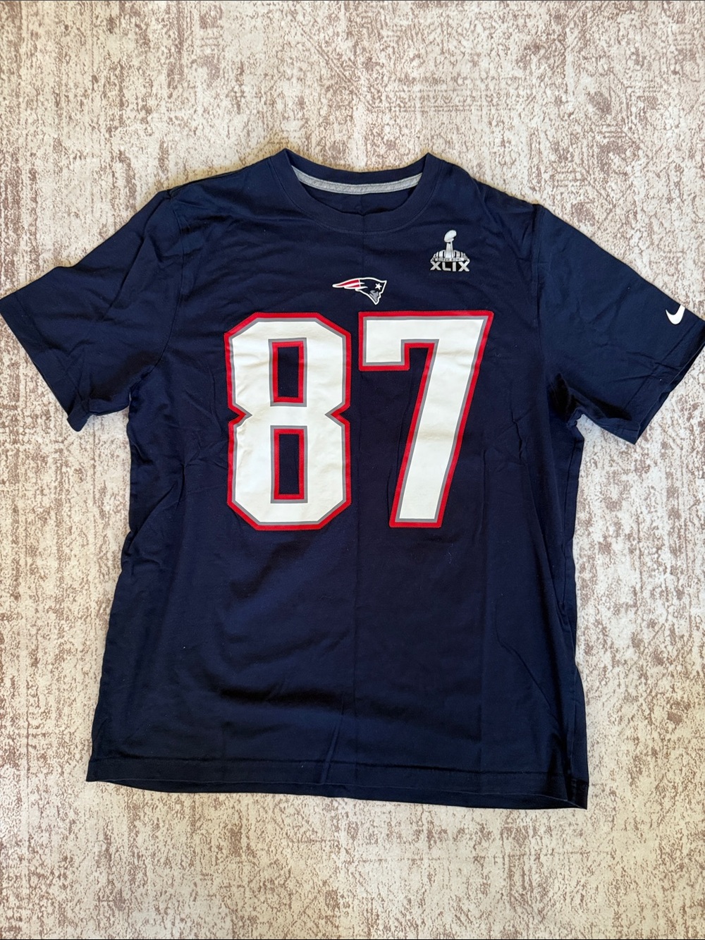Nike Men’s Navy New England Patriots #87 Short-Sleeve Tee